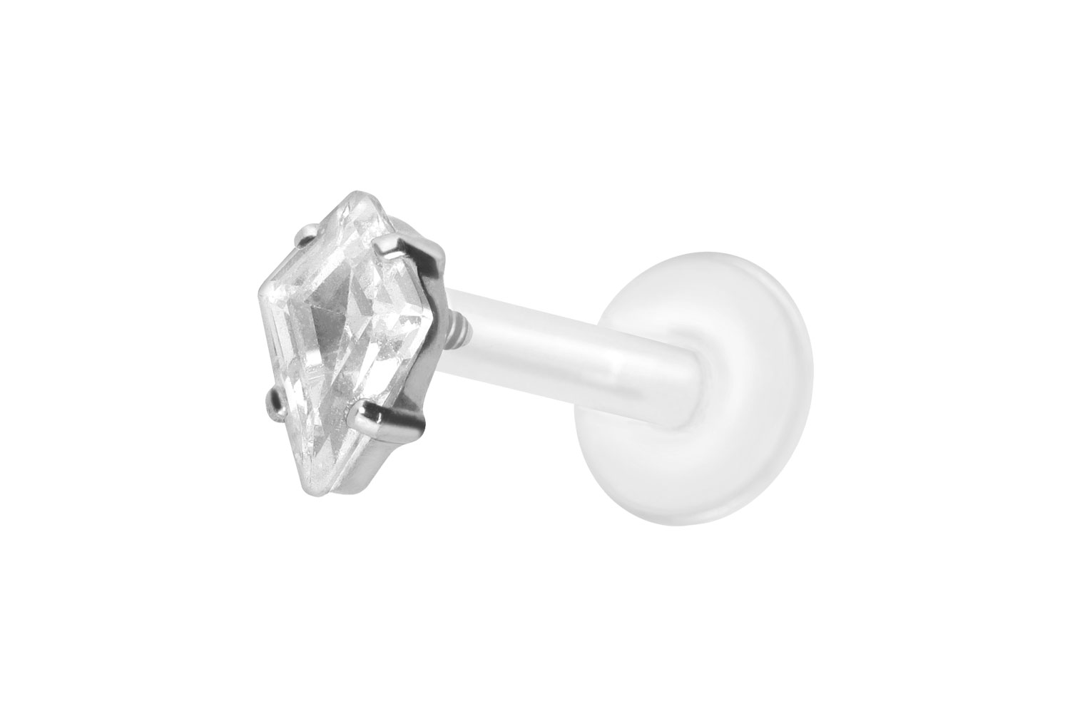 PTFE Labret Piercing mit Innengewinde + Titan-Aufsatz KRISTALLRAUTE